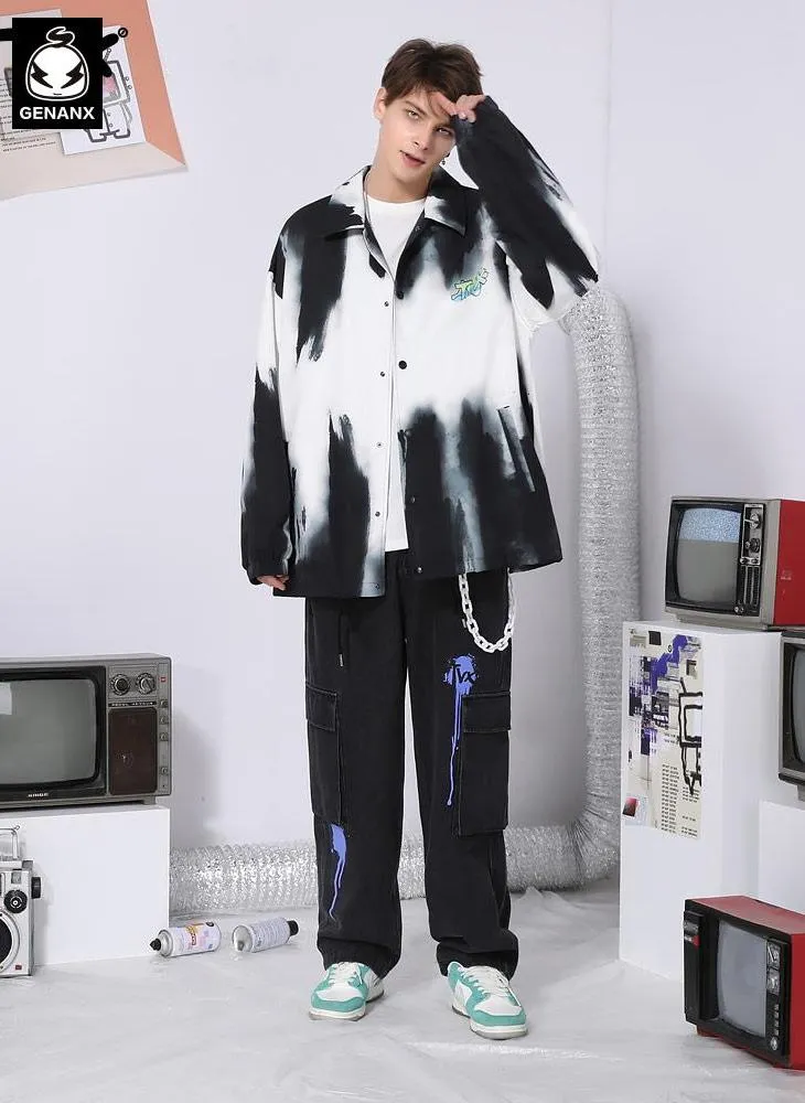 Abstract Gradient Tie Dye Print Jacket