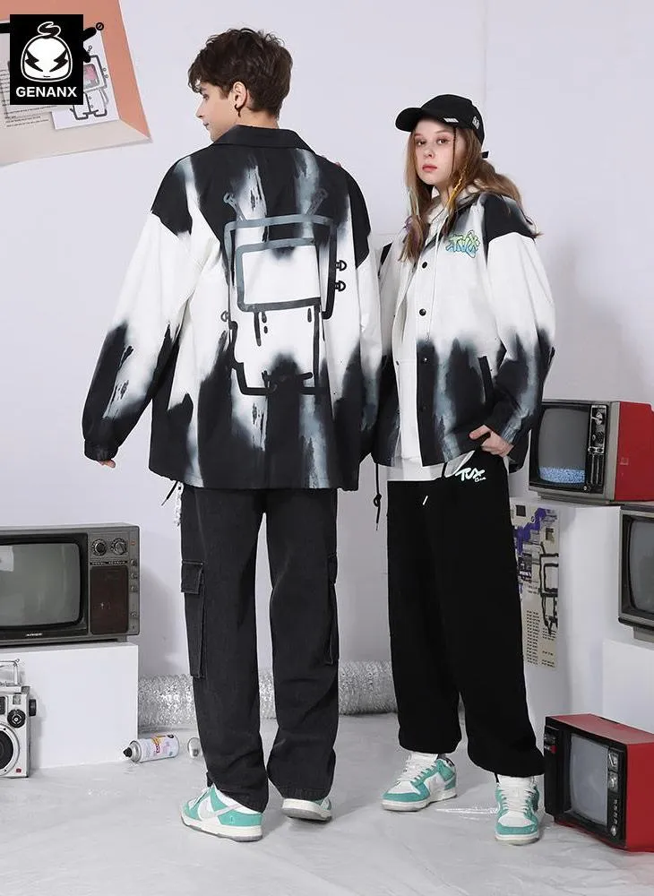 Abstract Gradient Tie Dye Print Jacket