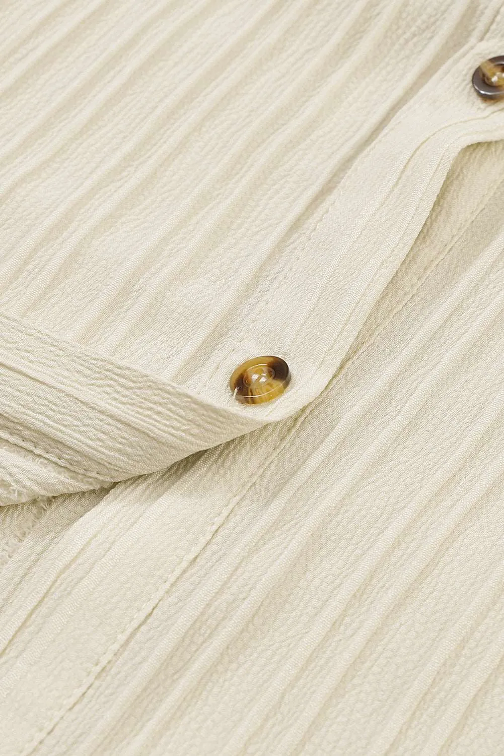 Apricot Textured Roll-Up Sleeve Button Front Dress