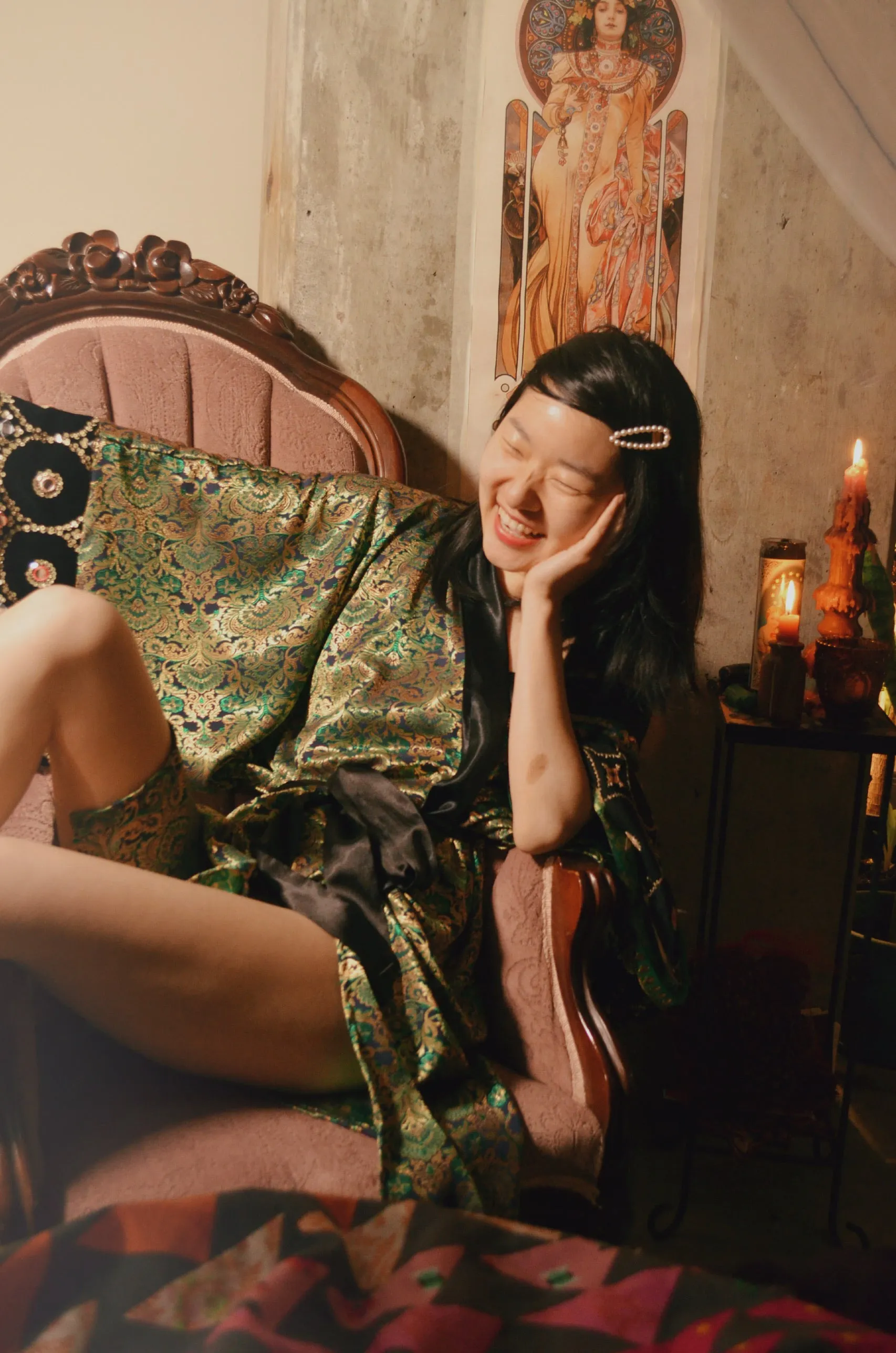 Emerald Indian Silk Kimono