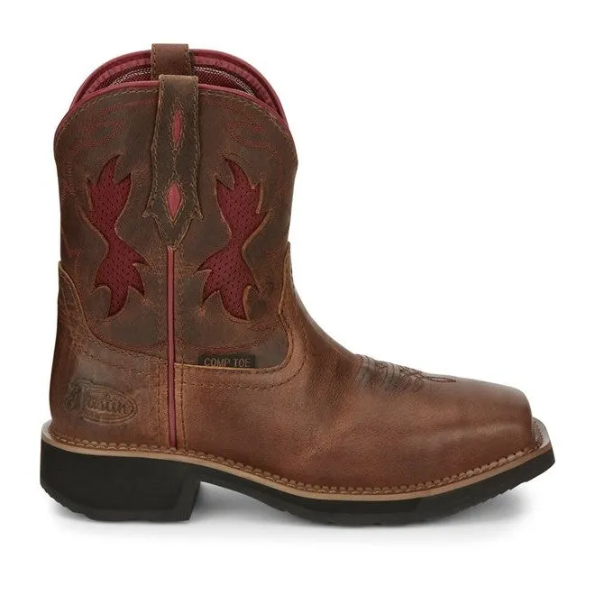 Justin Ladies Lathey Brown Nano Composite Square Toe Work Boots GY9962